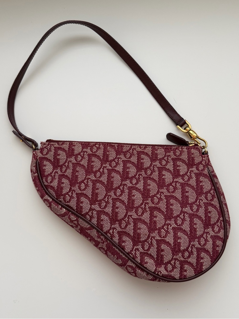 Dior Burgundy Diorissimo Trotter Mini Saddle Shoulder Bag - Picture 3 of 7